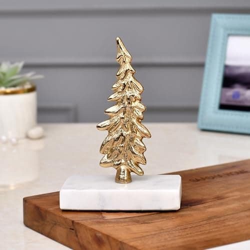 Craftvatika Small Christmas Tree for Home Decoration - 5 Inch Aluminium Christmas Tree for Table, Set of 1 Tree Decorations Items for Home (Small)