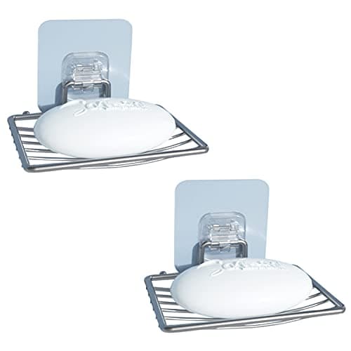 HOKIPO Stainless Steel Magic Sticker Series Self Adhesive Soap Dish Wall Mounted (Model-Ar3171) - Pack Of 2,Silver