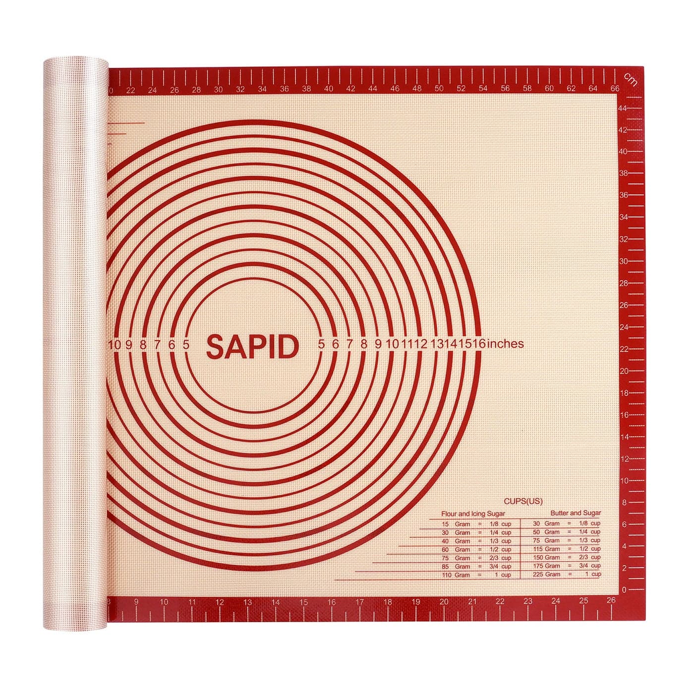 Sapid Extra Thick Silicone Pastry Mat Nonslip with Measurements for Nonstick Silicone Baking Mat Extra Large Dough Rolling Pie Crust Kneading Mats Countertop Placement Mats 20 x 28 Red