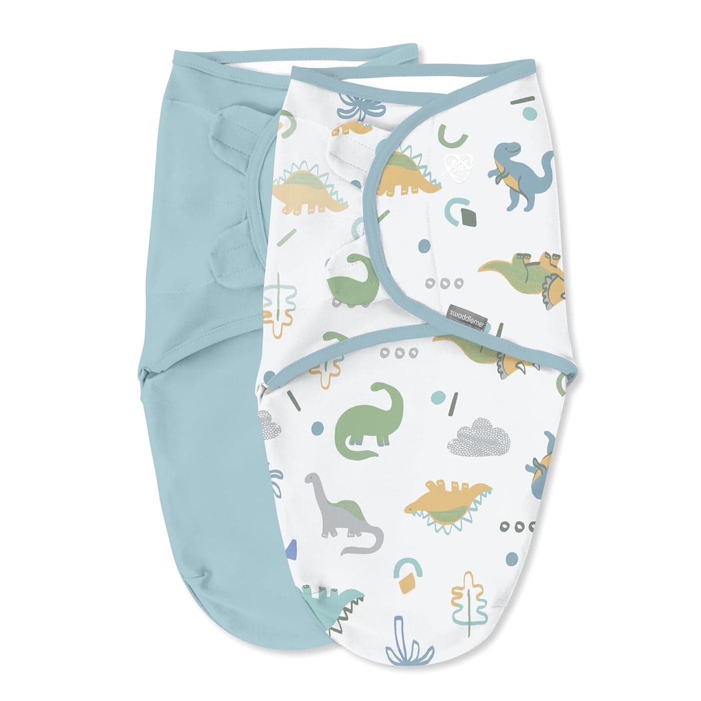 SwaddleMe by Ingenuity Original Swaddle 100 Cotton Improves Sleep Calms Startle Reflex 03 Months 10 TOG 2Pack Baby Swaddle Blanket Tropical Dino