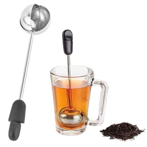 Tea Strainer, Fapiwen Tea Infuser Stainless Steel, Twisting Tea Ball Infuser, Green Tea Infuser, Reusable Loose Leaf Tea Steeper for Natural Tea & Coffee (1*Black)