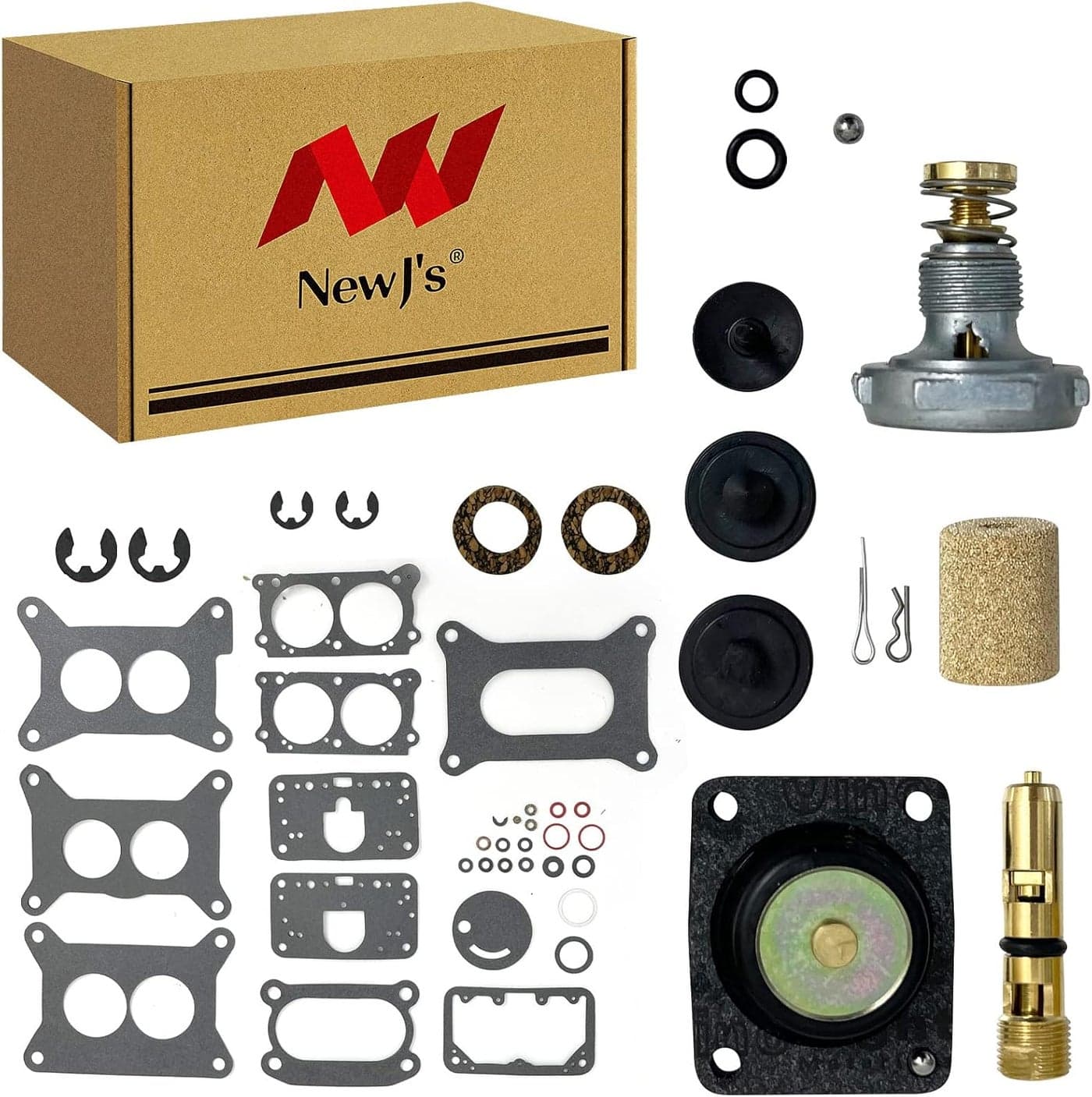NewJ's Repair Kit for Holley 2 BBL Marine Carburetor - Rebuild Parts for 3.0, 4.3, 5.0, 5.7 Engines