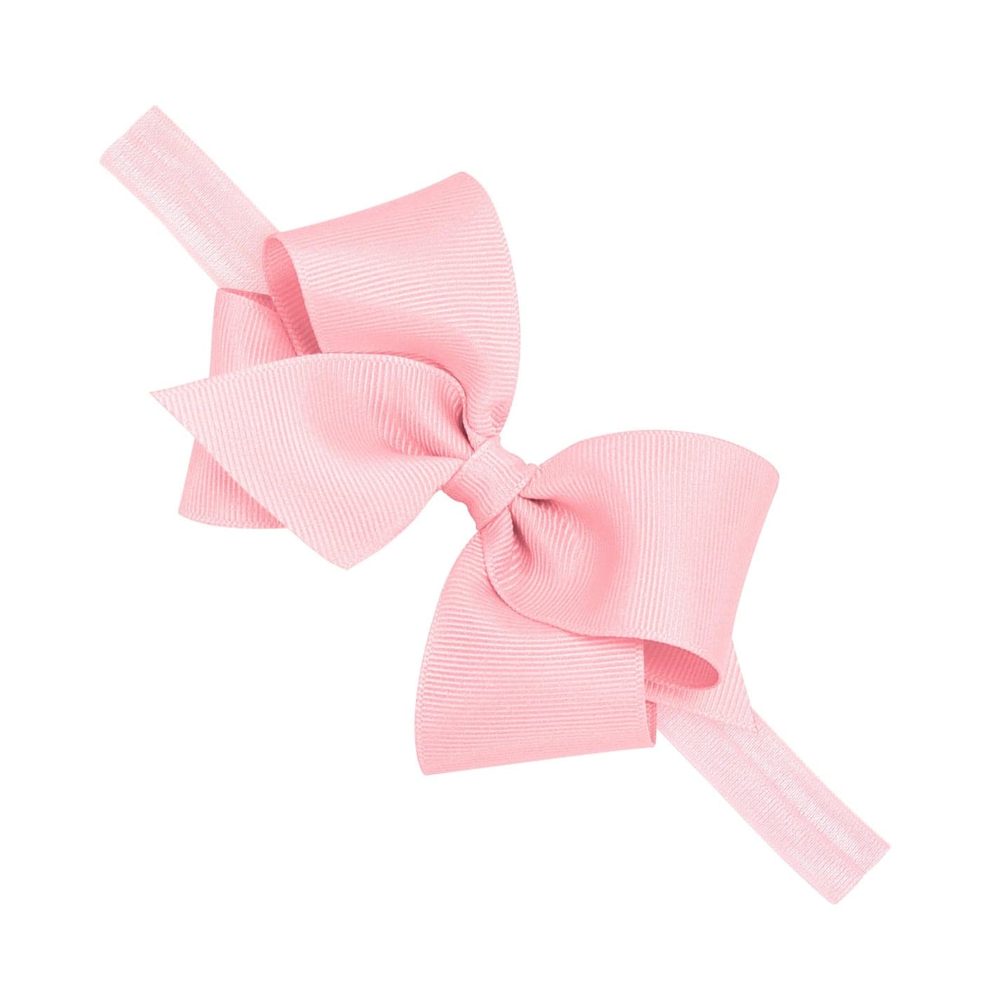Wee Ones Girls Classic Grosgrain Hair Bow on a Matching Baby Hair Band For All Hair Types Small Bow 06 Months Light Pink
