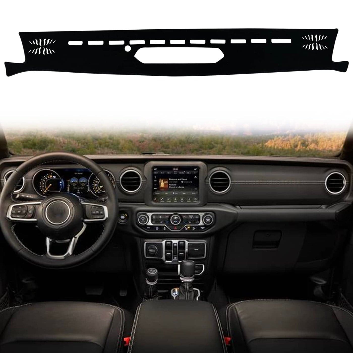 KEEGTBOX Dash Mat Cover Custom Interior Center Console Compatible with Jeep Wrangler SUV 2018 2019 2020 2021 2022 Jeep Gladiator Truck 2020 2021 2022 Dashboard mat Covers Accessories Black Trim