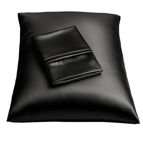BLISSFORD Black Satin Pillowcase with Zipper for Hair and Skin Care, Feels Soft and Cool Like a Silk Pillowcase, Satin Pillow Cases 2 Pack, Slik Pillow Cover, Standard Size, Set of 2