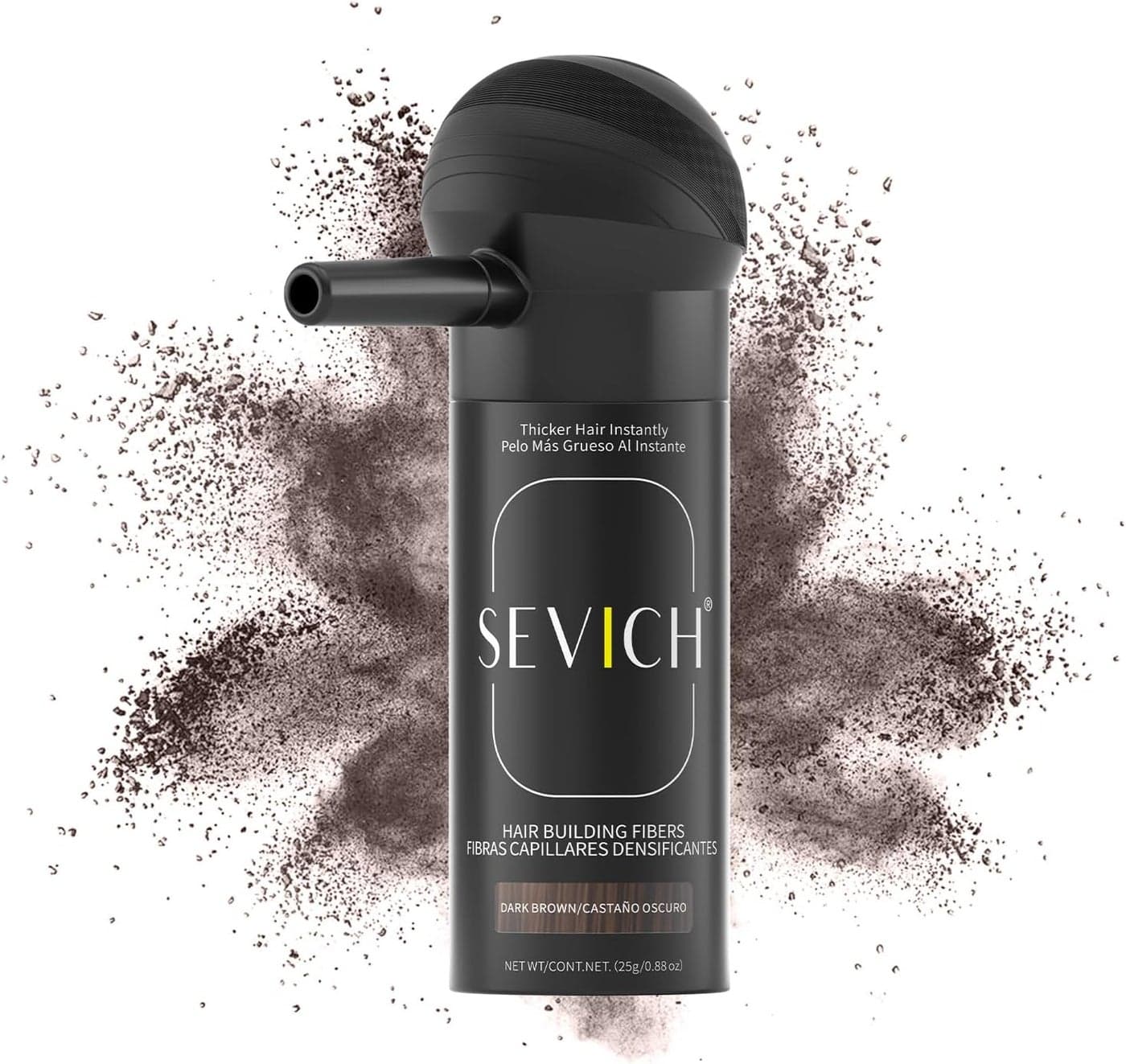 SEVICH Hair Fibers with Spray Applicator NaturalLooking Hair Thickening Fibers for Men Women Instant Fullness Wind Water Resistant Easy Wash Out 25g Dark Brown