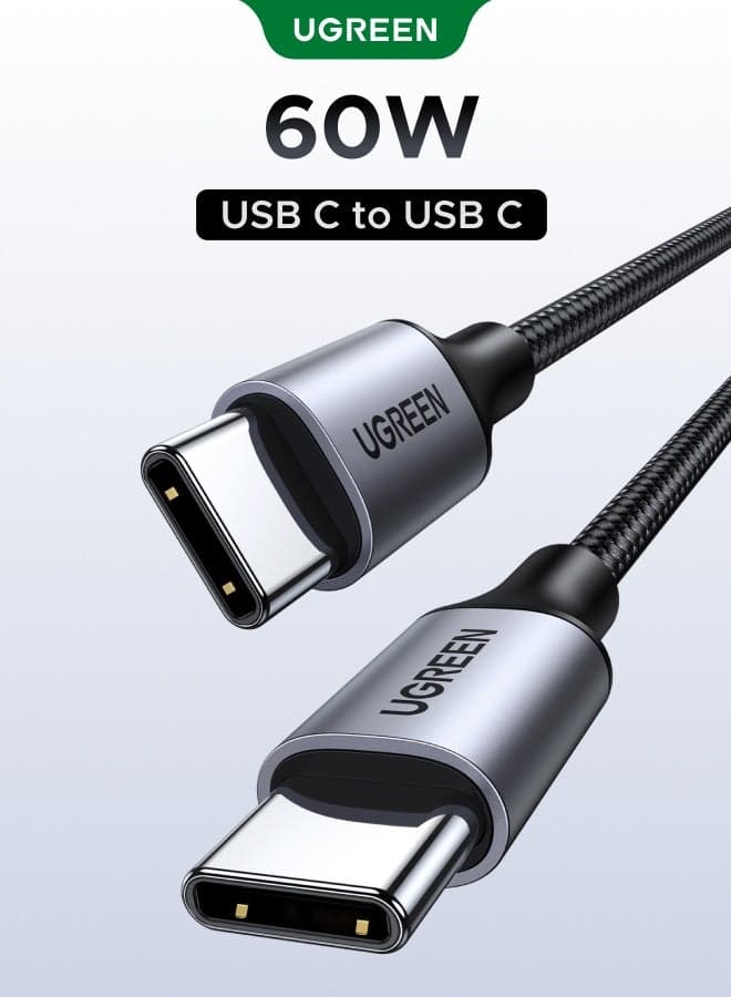 60W PD 3.0 Fast Charging type c cable 1M, Black Braided Aluminum Shell USB-C to usb c cable, Durable Reliable cable type c, data cable type c 480Mbps for Charging Cable iPhone 17/16/15 Plus/Pro/Pro Max, Samsung GalaxyS26/S25/S24 +/FE/Ultra,GalaxyZ Fold/Z Flip 3-6series,iPad Mini/Pro/Air, Google Pix