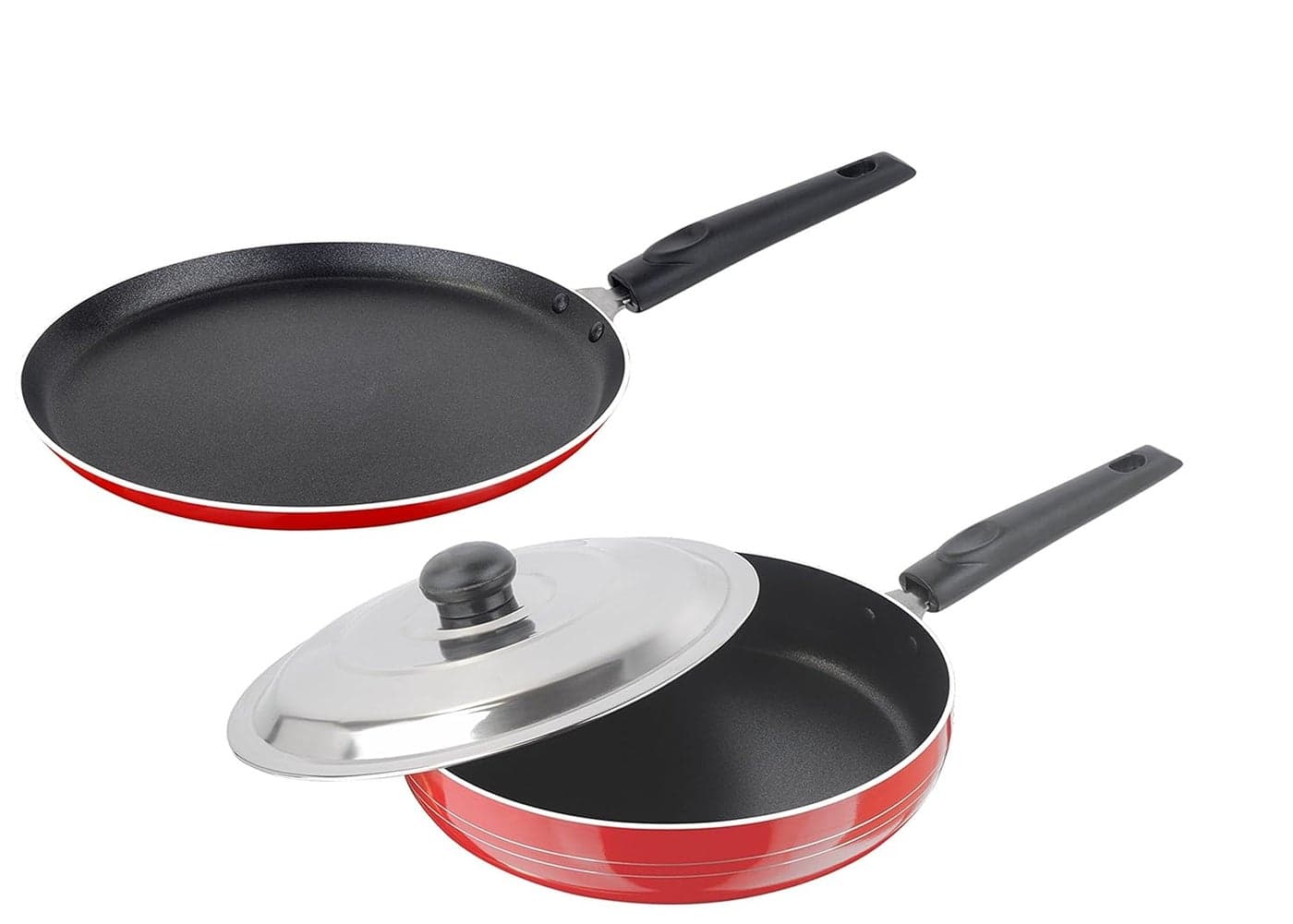 Nirlon Non-Stick Aluminium Cookware Set, 2-Pieces, Multicolour (2.6mmFT12+2.6mmFP12)