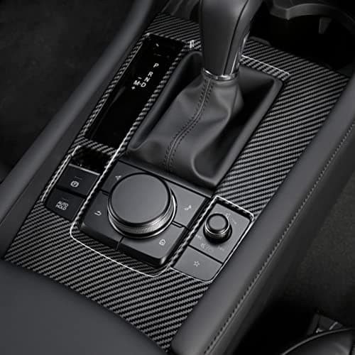 Kadore Interior Gear Shift Panel Frame Cover Trim for 20192022 2023 Mazda 3 Carbon Fiber Pattern only for Mazda3Not fit Models Without Sliding lid for The Cup Holders