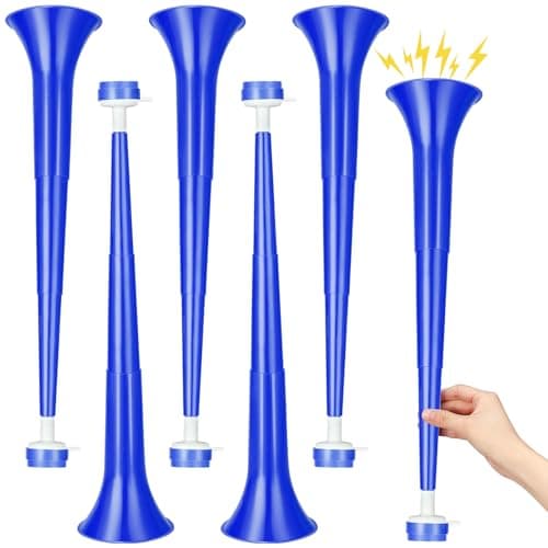 GCQJOQ 6 Pcs Stadium Horn for Adult 21 Inch Vuvuzela Plastic Collapsible Cheering Trumpets for Sporting Events Football Carnival Party Blue