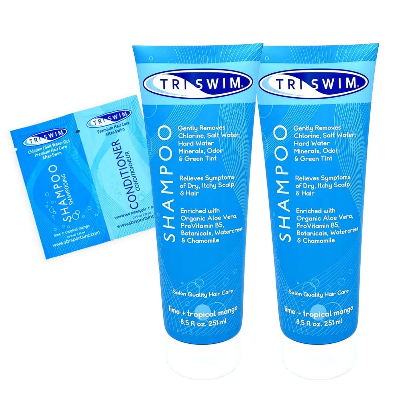 TRISWIM Chlorine Removal Shampoo 85 Fl Oz Gently Removes Chlorine Salt Water and Hard Water Buildup Relieves Dry and Itchy Scalp Enriched with Organic Aloe Vera and Botanicals Pack of 2
