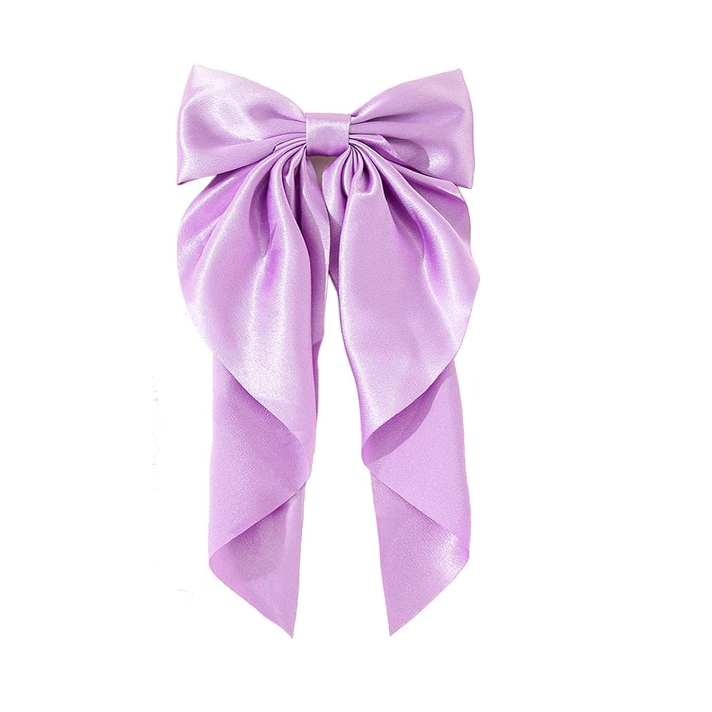 Super Big Bow Hair Clips French Style Soild Color Knotted Bowknot Spring Snap Barrettes Hair Clips with Long Ribbon for Women Girls Purple