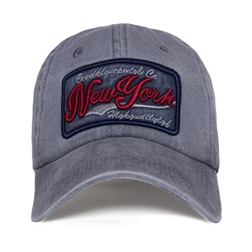 Aavjo New York Design Unisex Denim Cotton Cap with Adjustable Strap (Grey)