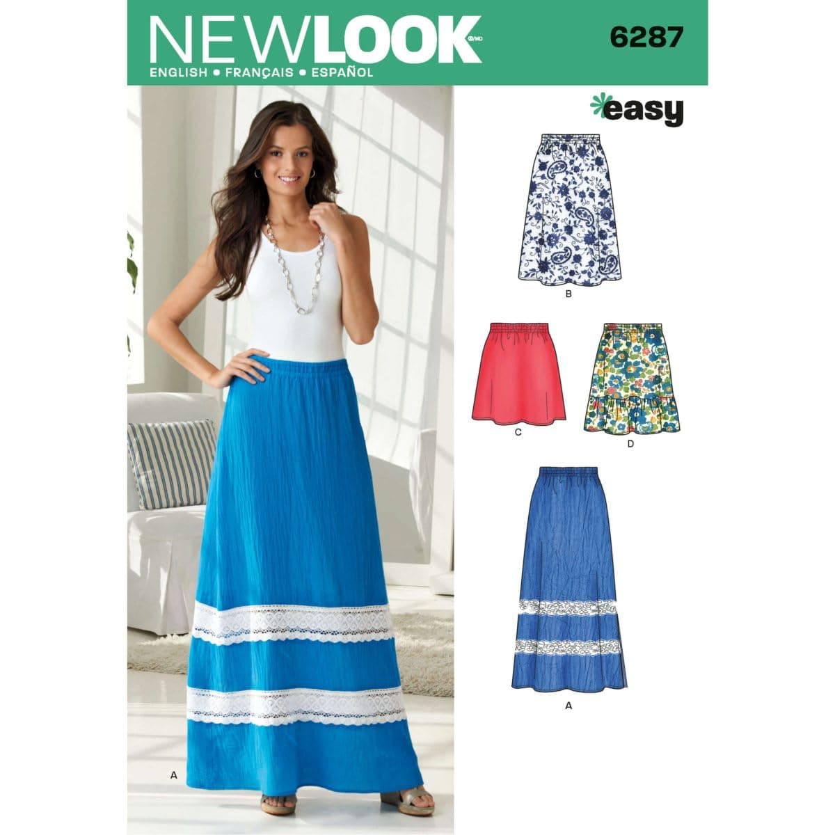 Simplicity Creative Patterns New Look 6287 Misses Pull On Skirt in Four Lengths A 10121416182022