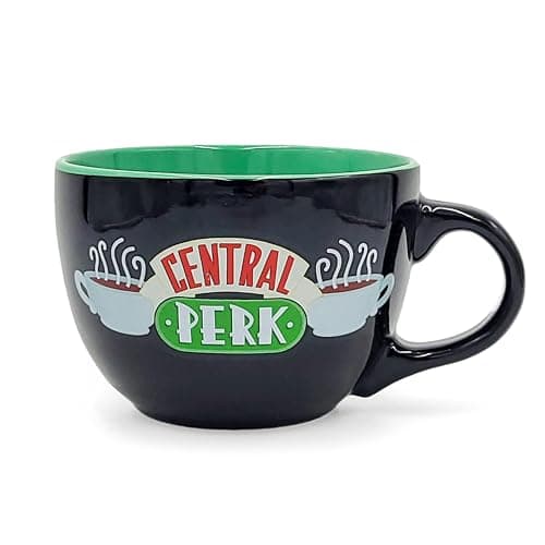 Silver Buffalo FRIENDS Central Perk Black Ceramic Mug Oversized for Coffee Soup 24 Ounces