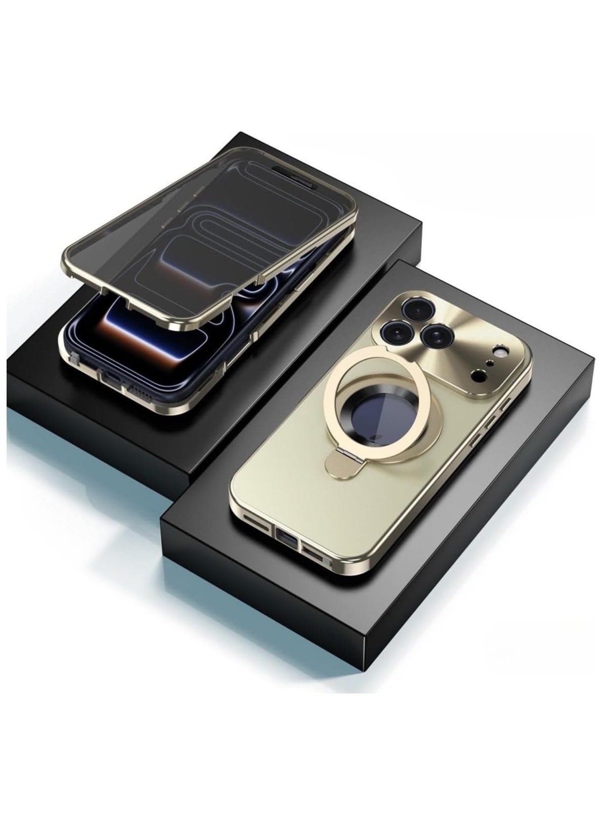 Metal Frame Protective Case for iPhone 17 Pro Max Magnetic Full-Body Phone Case Built-in Privacy Screen Protector Dual-Sided Shockproof Camera Cover