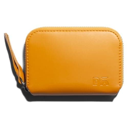 DailyObjects Chrome Yellow Zipper Slim Card & Coin Wallet | Made with Vegan Leather Material | Carefully Handcrafted | Coin Pocket