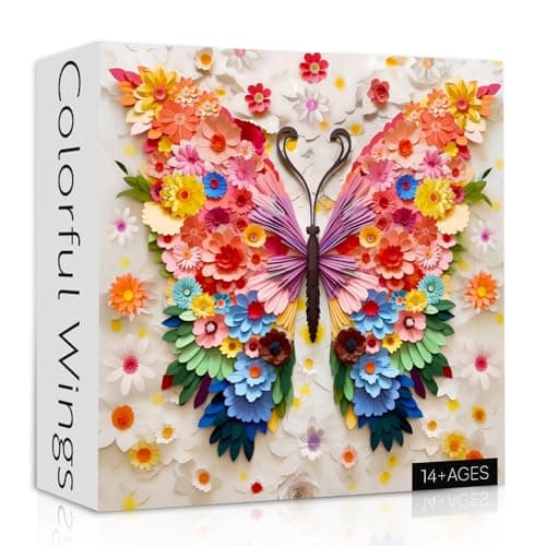 Butterfly Puzzles for Adults 1000 Pieces Challenging Colorful Flower Butterflies Puzzles with Paper Art Difficult Animal Plant Jigsaw Puzzles for Adults