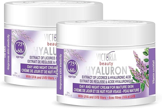 Victoria Beauty Face Cream for Mature Skin Age 6075 Day and Night Anti Wrinkle Moisturiser with Hyaluronic Acid Retinol Vitamin E and Urea UVAUVB Filter50ml
