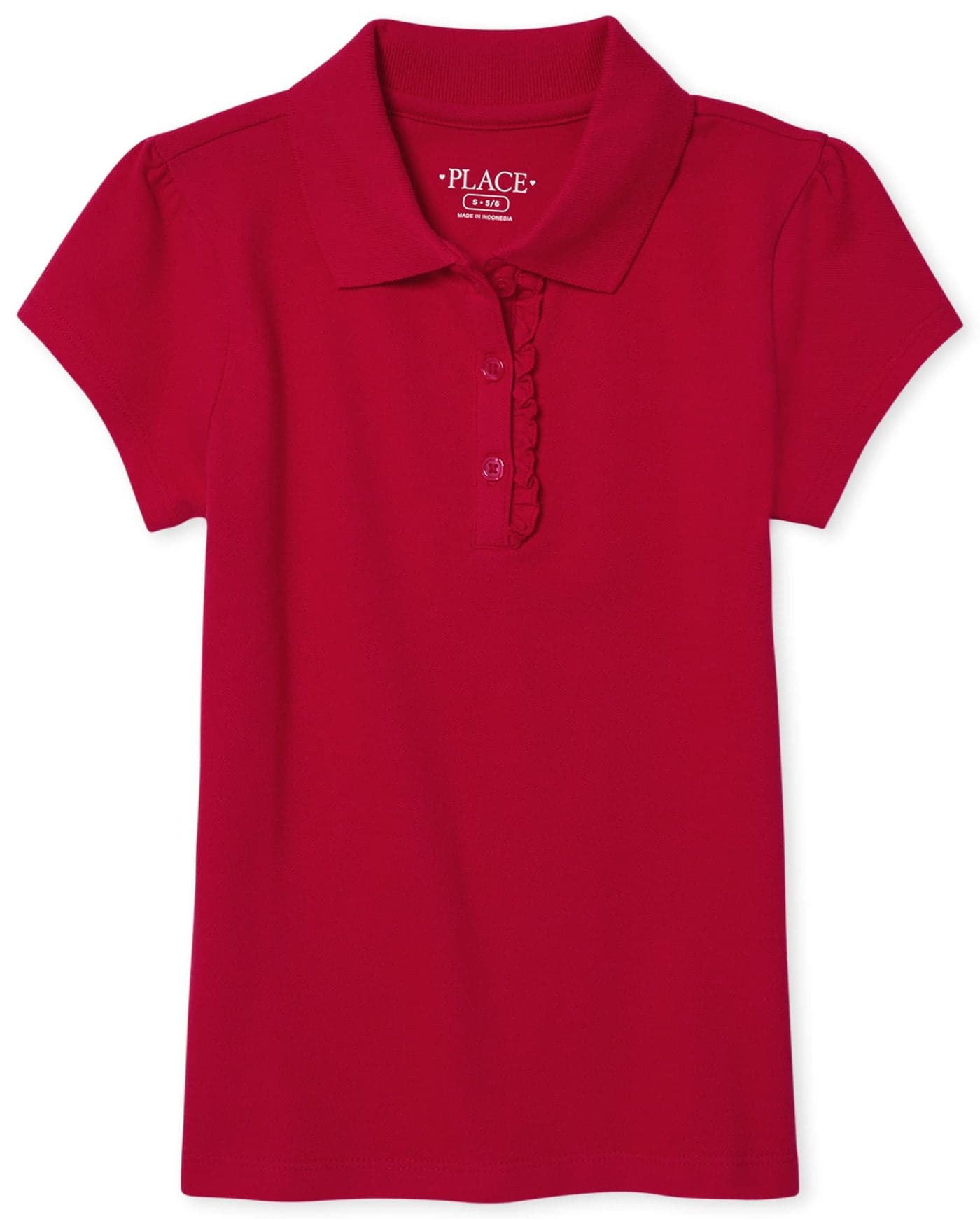 The Children's Place girls Short Sleeve Ruffle Pique Polo Shirt, Ruby, X-Small US