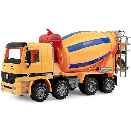 Liberty Imports 15" Oversized Construction Truck Toys for Kids – 1:22 Scale Friction Powered Vehicles with Realistic Moving Parts (Cement Mixer)