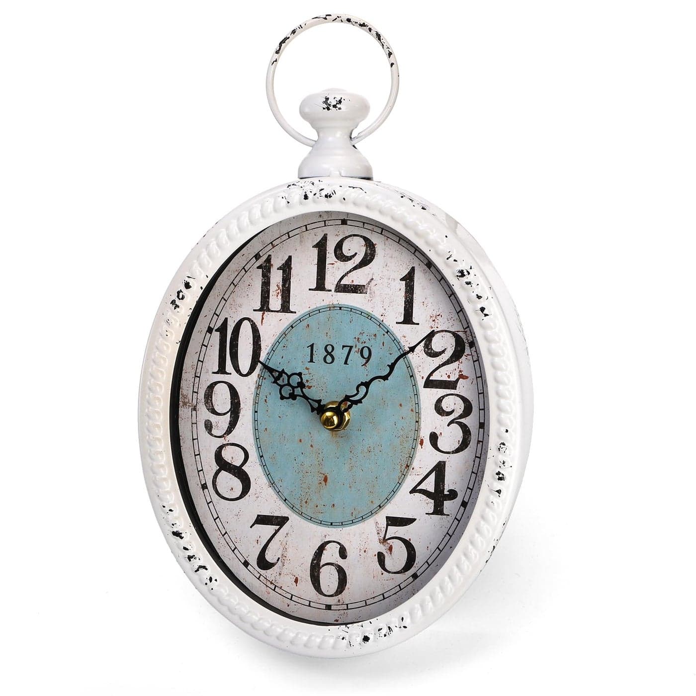 ZENFUN Oval Retro Wall Clock Rustic Silent Clocks Elegant Vintage Style White Antique Design Battery Operated Non Ticking Wall Clock for KitchenFarmhouse Office112 H x 67 W