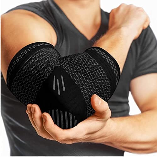 serveuttam� Elbow Support for Gym - Elbow Brace for Men Women Workout | Elbow Compression Sleeves with Straps for Tendonitis Pain Relief, Tennis, Volleyball, Cricket - Elbow Band (XL, White)