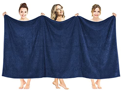 American Soft Linen Oversized Bath Sheet 40x80 Extra Large for Bathroom, 600 GSM 100% Cotton Turkish Jumbo Bathsheet Towels for Adults, Navy Blue Bath Sheet