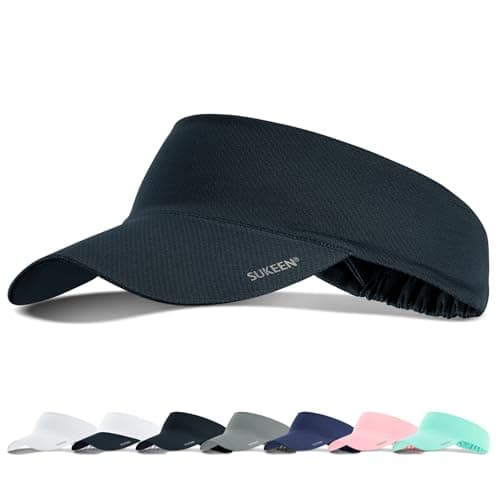 Sukeen Cooling Stretchy Visor Free Size Cool Hat with UV Protection Brim Peak Vizor for Golf,Tennis,Cycling,Running (Black)