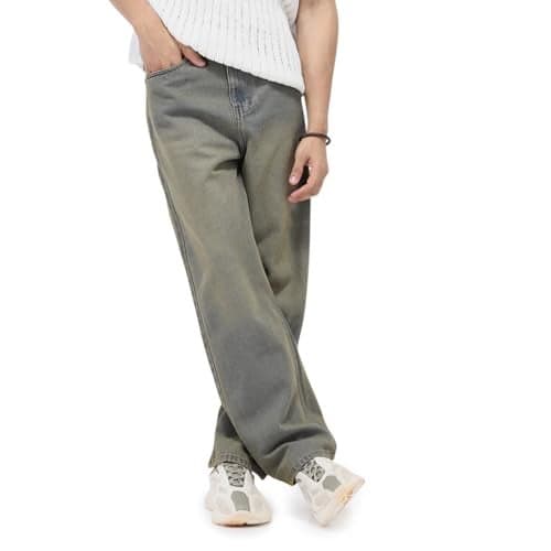 Urbano Fashion Men's Light Grey Loose Baggy Fit Heavy Washed Jeans Non-Stretchable (jeanlstwlyelice-lgrey-36)