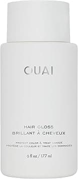 OUAI Hair Gloss InShower Shiny Hair Treatment with Frizz Control Heat Protectant Hair Glaze Infused with Hyaluronic Acid Rice Water Panthenol Paraben Phthalate Sulfate Free 177ml