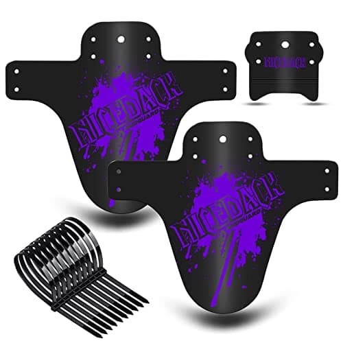 NICEDACK Bike Fender, 2PCS MTB Mud Guard Front and Rear Compatible Bicycle Mud Guard Set Downhill Mountain Bike Mudguard Fits 650B 20" 26" 27.5" 29 inch and Fat Bicycle (A-Purple)