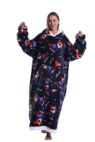 Capecage Blanket Hoodie Long Hooded Blanket Sweatshirt as Birthday Gifts for Women Men Long Wearable Blanket for Women Men Corgi2