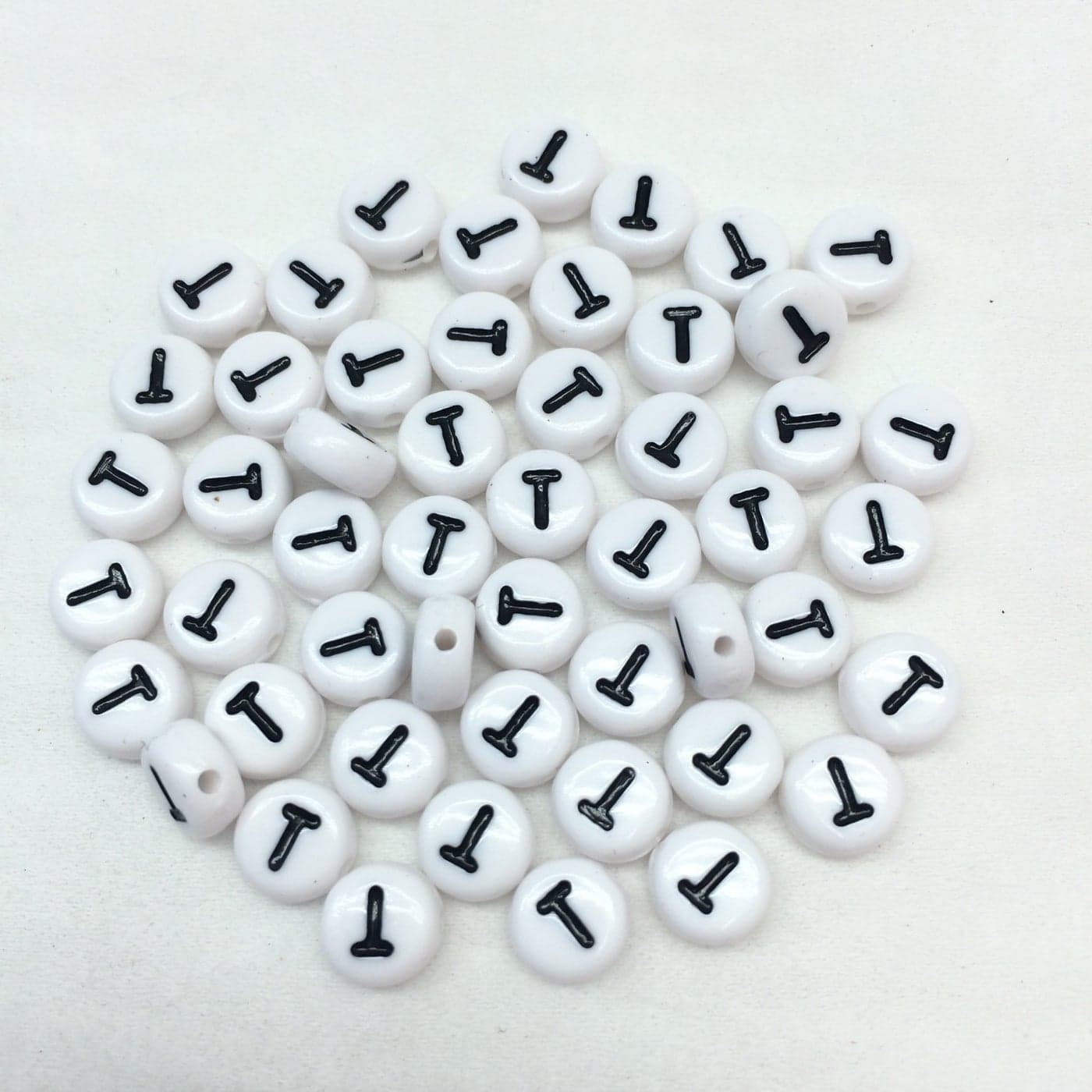 PEPPERLONELY 100 PC Flat Round White Acrylic Spacer Alphabet TBeads 7x4mm14x316 Inch