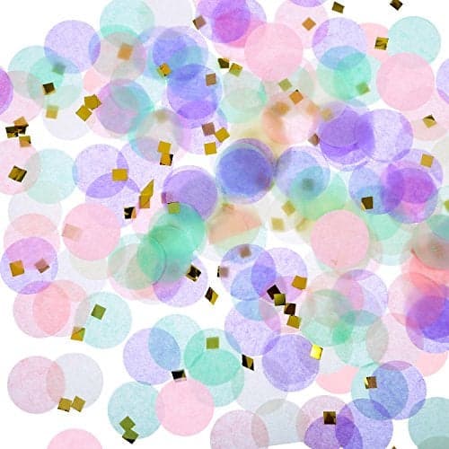TecUnite Pastel Table Confetti Unicorn Confetti 1 Inch Round Tissue for Baby Shower Unicorn Birthday Party Decoration 176 ozMint Green Purple Pink Cream