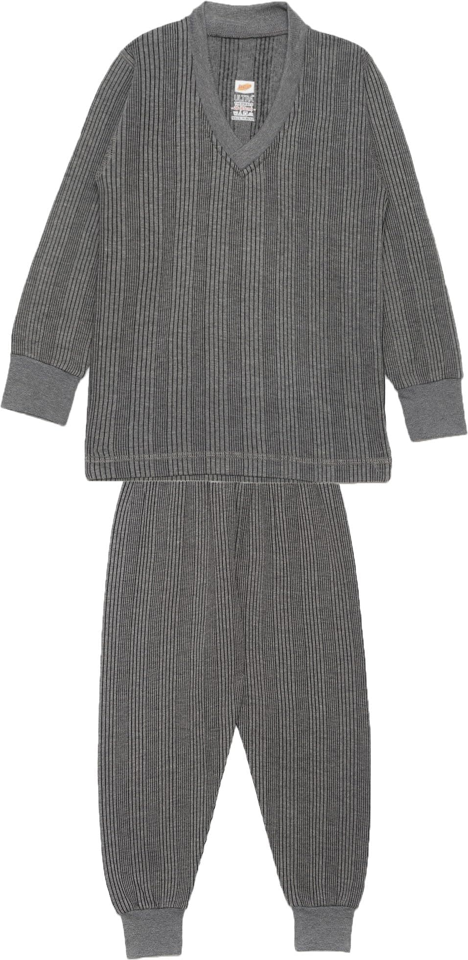 Dollar Ultra Kids Thermal Set | Boys & Girls Winter Innerwear | Kids Thermal Wear | Super Combed Cotton Rich Regular Fit Thermal Top & Bottom Set (Boys & Girls) Charcoal Melange