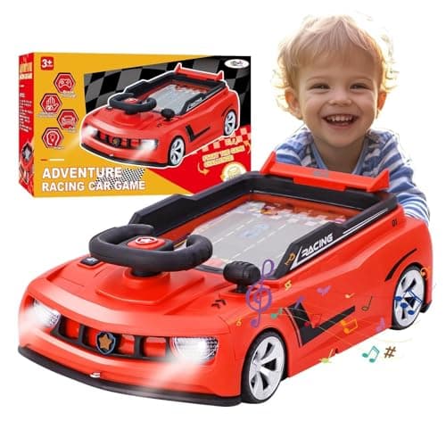Gifts2U Musical Steering Wheel Racing Car Toy for Kids with Music and Light Simulated Learning Driving Cars Adventure Toys Competition Game Birthday Gift for Boy Girl Toddler Red