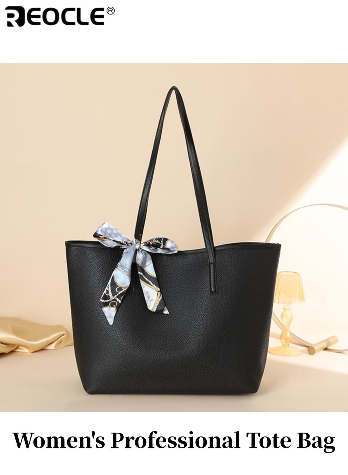Women's Professional Tote Bag with Lychee Grain Texture and Large Capacity Business Work Bag with Structured Formal Design for Office Commute Use