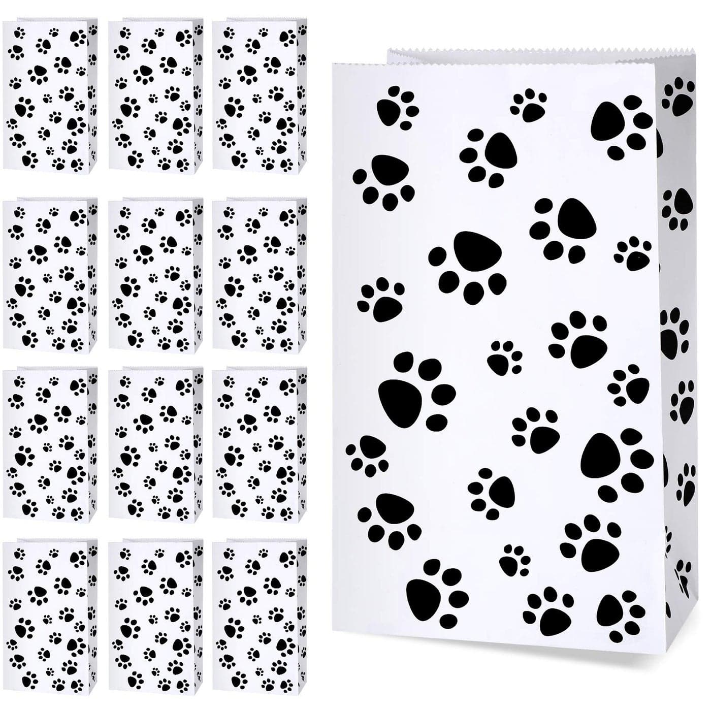 Blulu 36 Pack Dog Paw Gift Paper Bags Dog Paw Treat Goodie Bags Party Favors for Cat Pet Party Favor