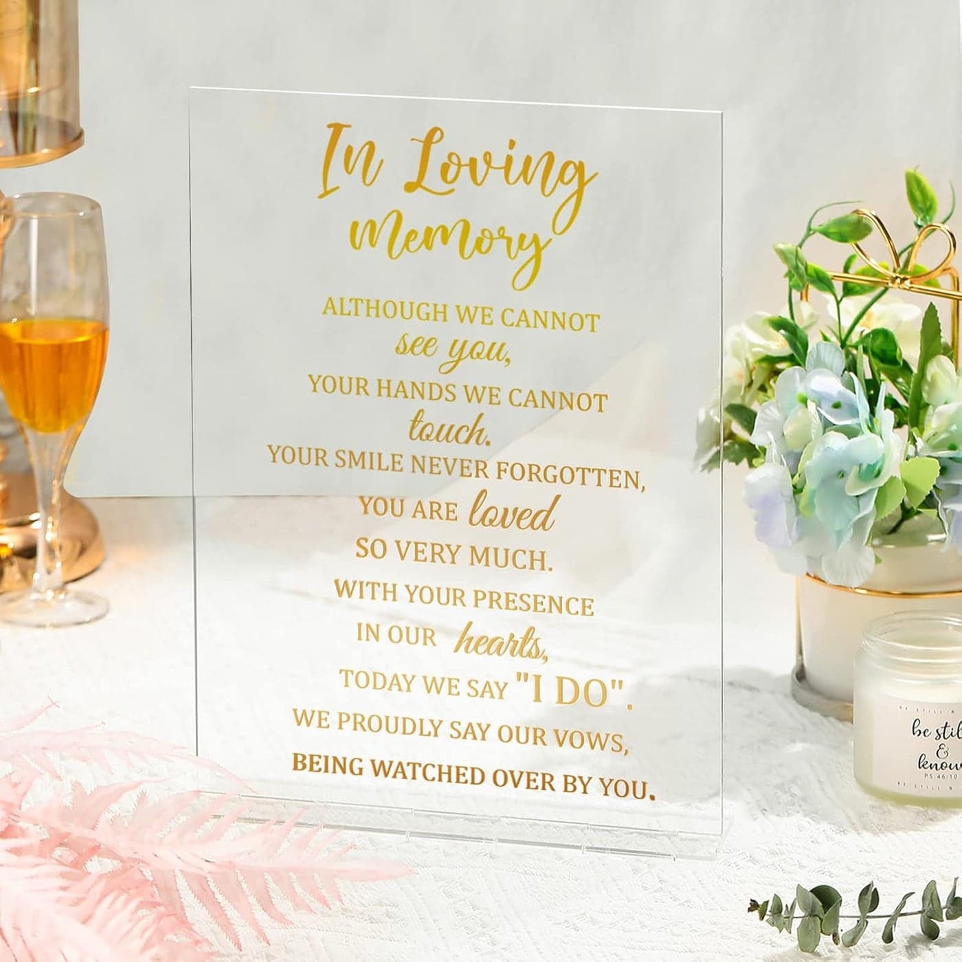 Wedding Memorial Table Sign Acrylic Wedding Reception Sign 83 x 11 Inch in Loving Memory Decor Memorial Gifts with Stand Rustic for Reception Funeral DecorElegant