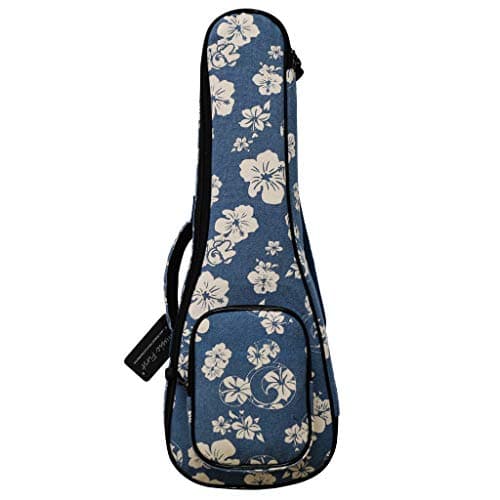 MUSIC FIRST Original Design 05 Thick Padded Hawaii Style Blue and White Plumeria Canvas Ukulele Case Ukulele Bag Ukulele CoverFit for 2627 inch Tenor Ukulele