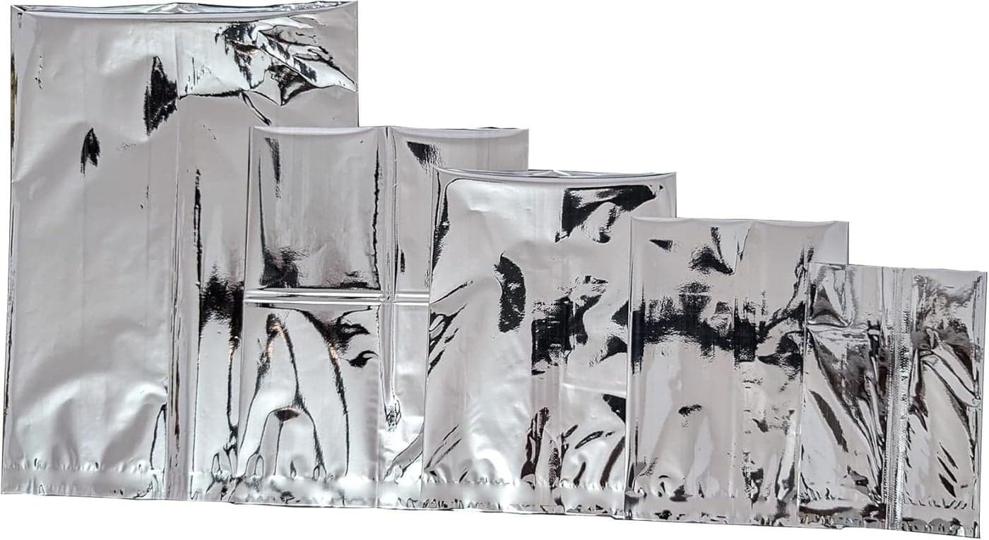 Amit Marketing Aluminium Silver Foil Pouch – 100 Pcs | Heat Sealable Reusable Stand Up Mylar Bags | Moisture Proof & Food Safe Packaging Pouches for Snacks, Spices & Storage - 100gm (4X6 Size)