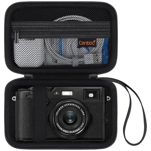 Canboc Carrying Case for Fujifilm X100VI/ X100V/ X100F/ X100S/ X-E5 Digital Camera, Zipper Mesh Pocket fit USB Cable, Black (Case Only)