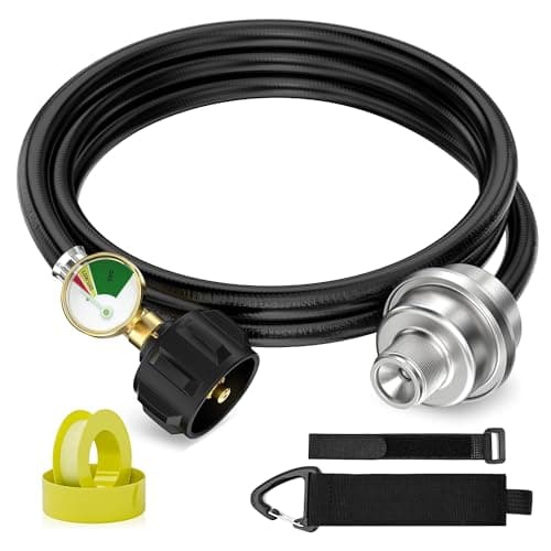 NUPICK Propane Fuel Filter F273699 With Hose,6FT Propane Hose with Gauge for Mr.heater Buddy and Big Buddy,Connect to 5-40 Lb Propane Tanks