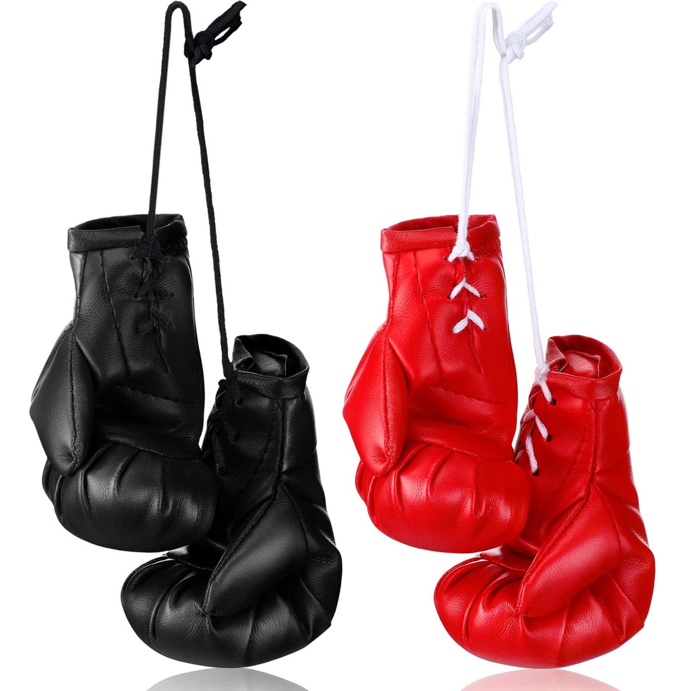 Zhanmai 2 Pairs Mini Boxing Gloves for Car Mirror Miniature Punching Gloves Boxing Party Favors Holiday Christmas Ornament Hanging Decoration for Home Car Accessories Bag KeychainBlack Red