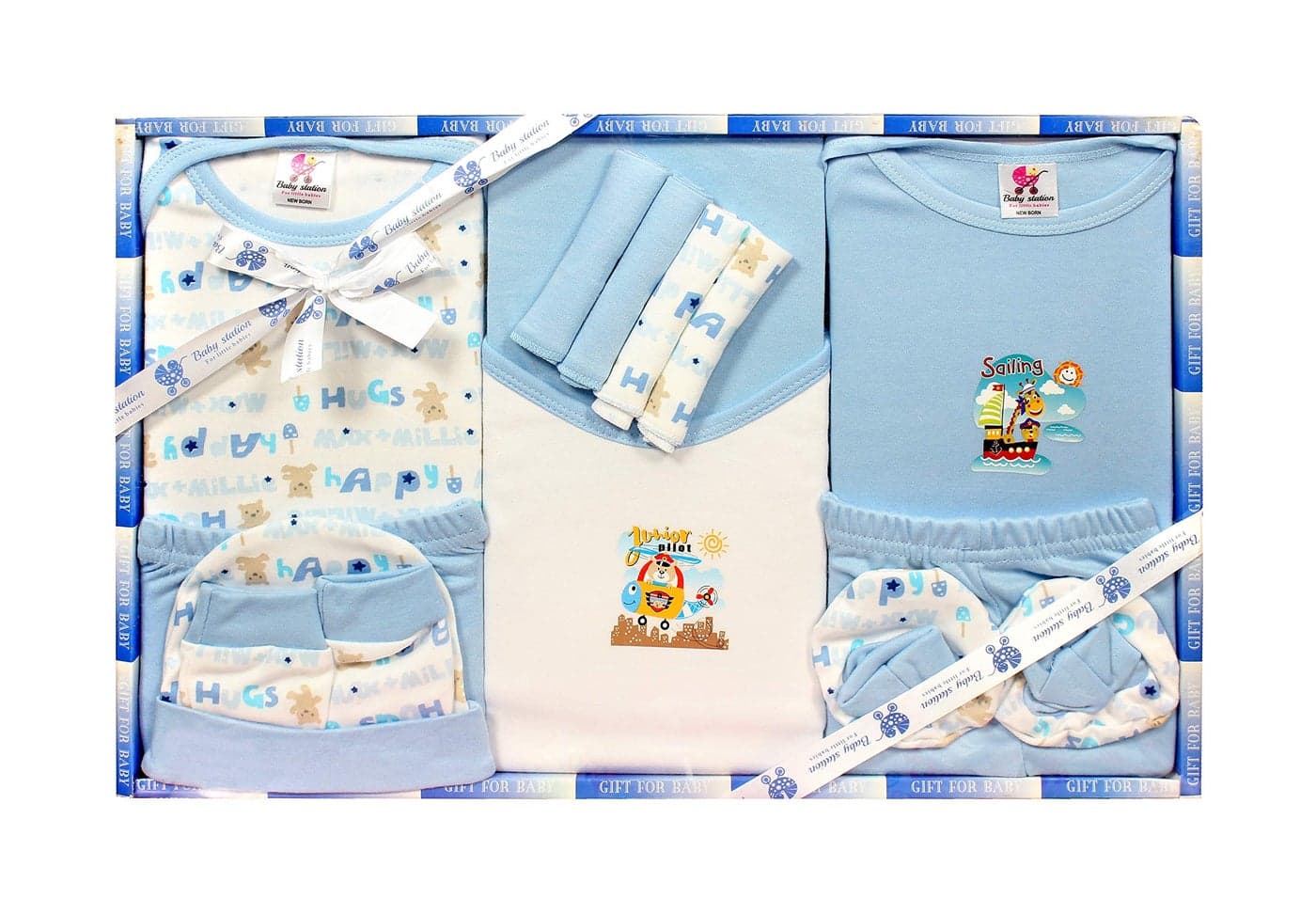 BABY STATION New Born Baby Cotton Printed 13 Piece Unisex Baby's Gift Set (Yellow)