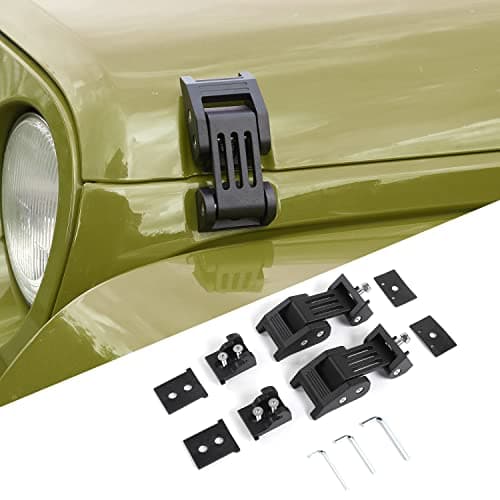 Voodonala for Jeep JK JL JT Black Stainless Steel Hood Catch Latches Kit Hood Clamp Lock Bonnet Latch Hood Fastener for 20072025 Jeep Wrangler JK JKU JL JLU Gladiator JT 4XE Exterior Accessories