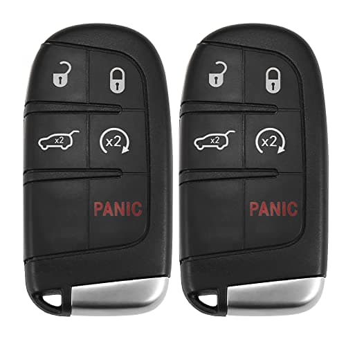 X AUTOHAUX 2pcs 433MHz M3N40821302 Replacement Keyless Entry Remote Car Key Fob for Jeep Grand Cherokee 2014-2020 5 Buttons with Door Key 46 Chip