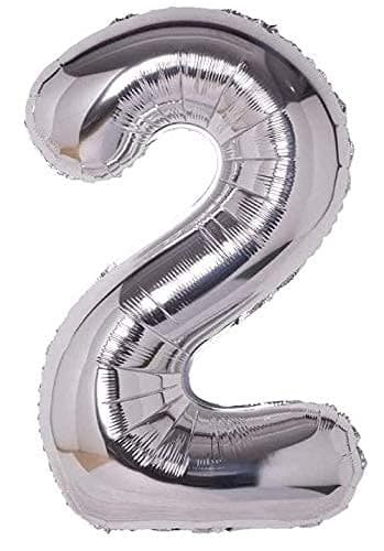 Flavouredlove 40inches two Foil Number Air or Helium Balloon Party Decoration Silver Pack of 1 | 2 Year No. Balloons Birthday/Anniversary (Silver 2)