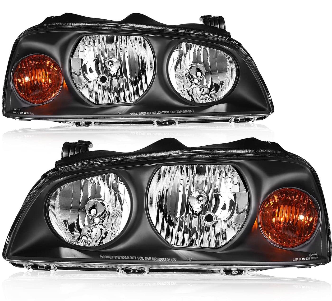 LBRST Headlight Assembly Fit for Hyundai for Elantra 2004-2006 Black Housing Amber Reflector Clear Lens HY2503130 HY2502130